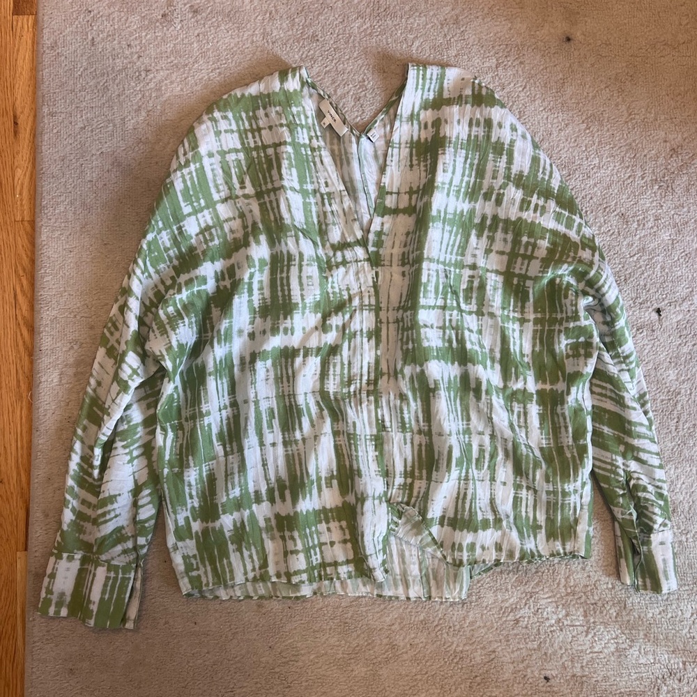 Vince Green and White Blouse
